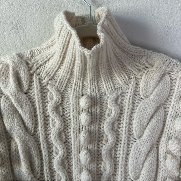 ULLA JOHNSON Frida Cable Knit Tunic Cream Wool Sweater Dress SZ XS/S - Picture 7 of 11